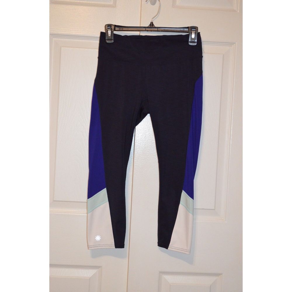 Athleta Crop Pants Women's S Blue Multi Color Skinny Pull On Running Stretch